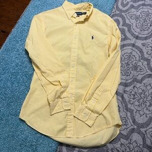 Men’s yellow and white striped Polo shirt
